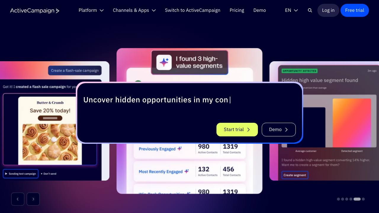 ActiveCampaign homepage screenshot