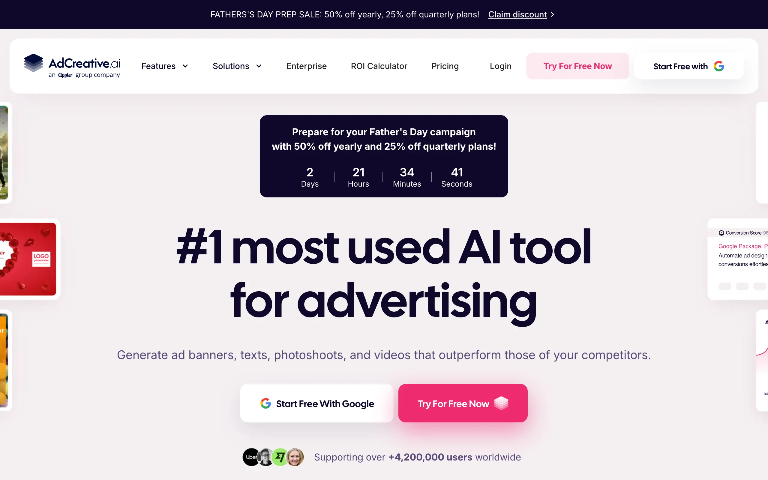 AdCreative.ai homepage screenshot