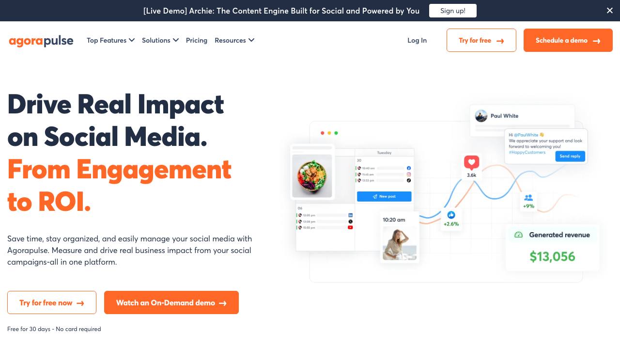 Agorapulse homepage screenshot