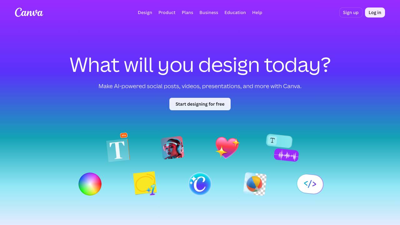 Canva homepage screenshot