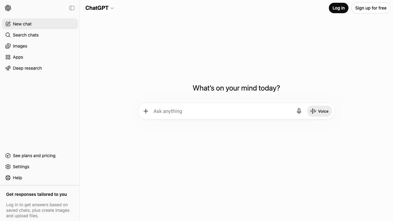 ChatGPT homepage screenshot