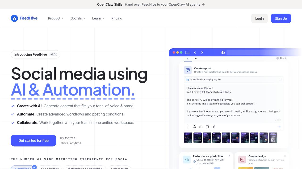 FeedHive homepage screenshot