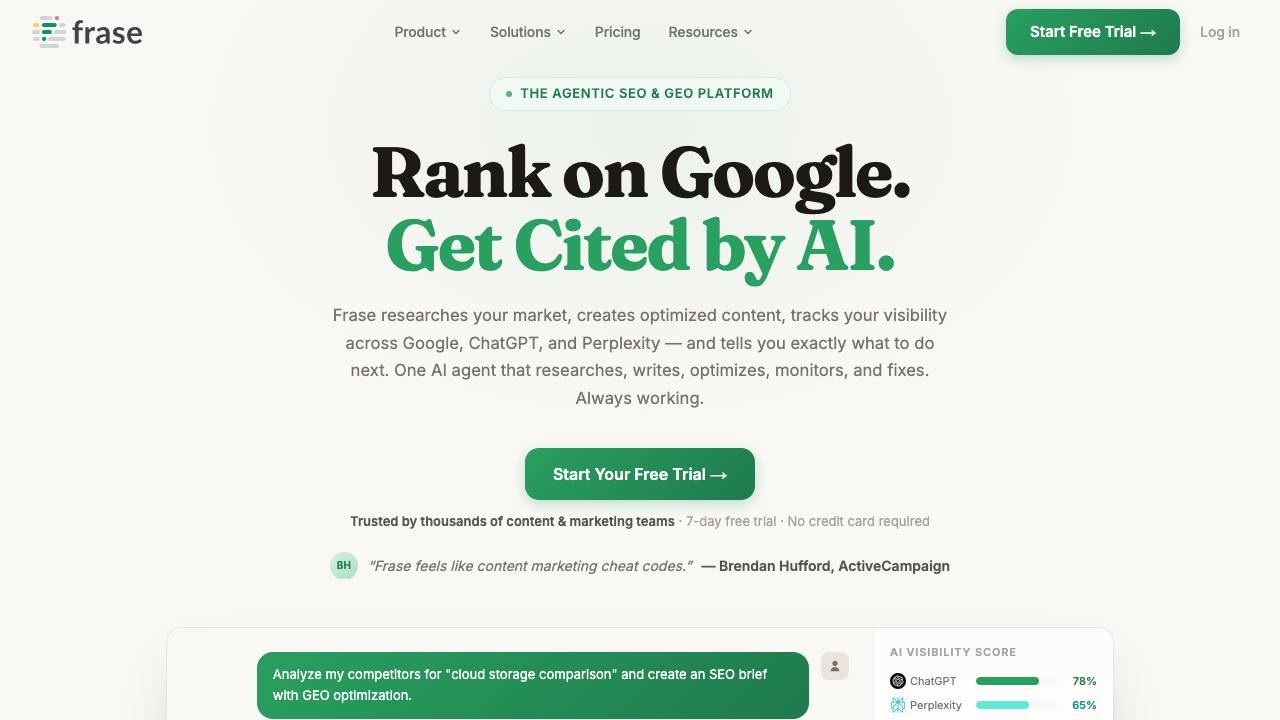 Frase homepage screenshot