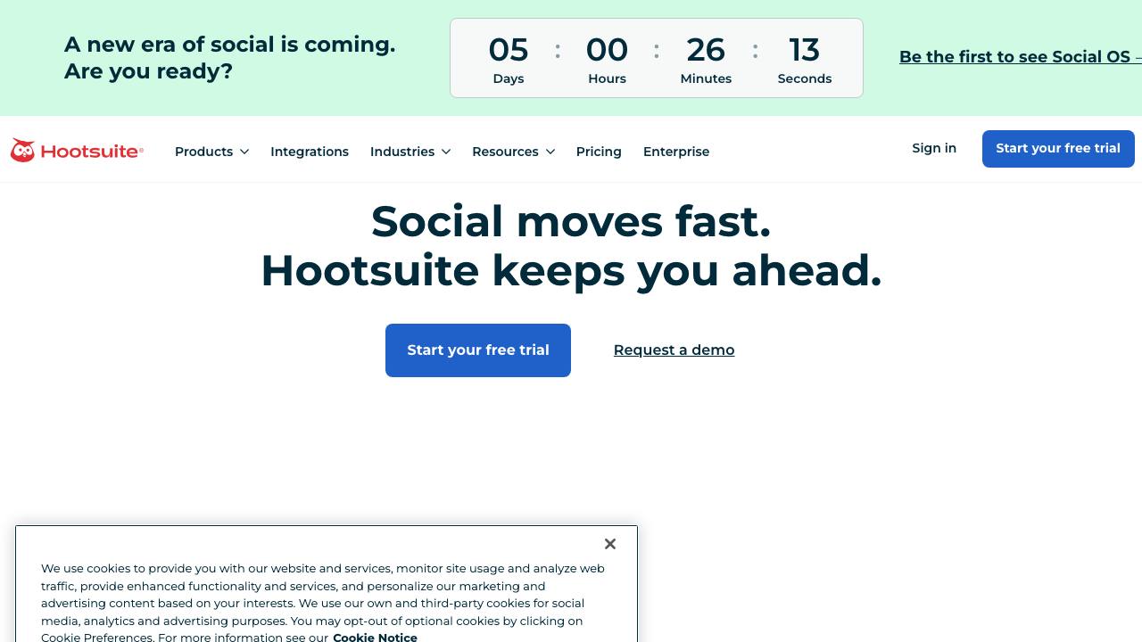 Hootsuite homepage screenshot