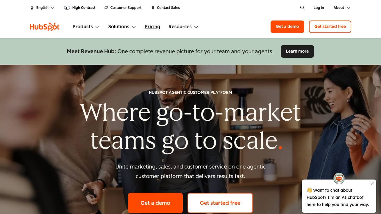 HubSpot homepage screenshot
