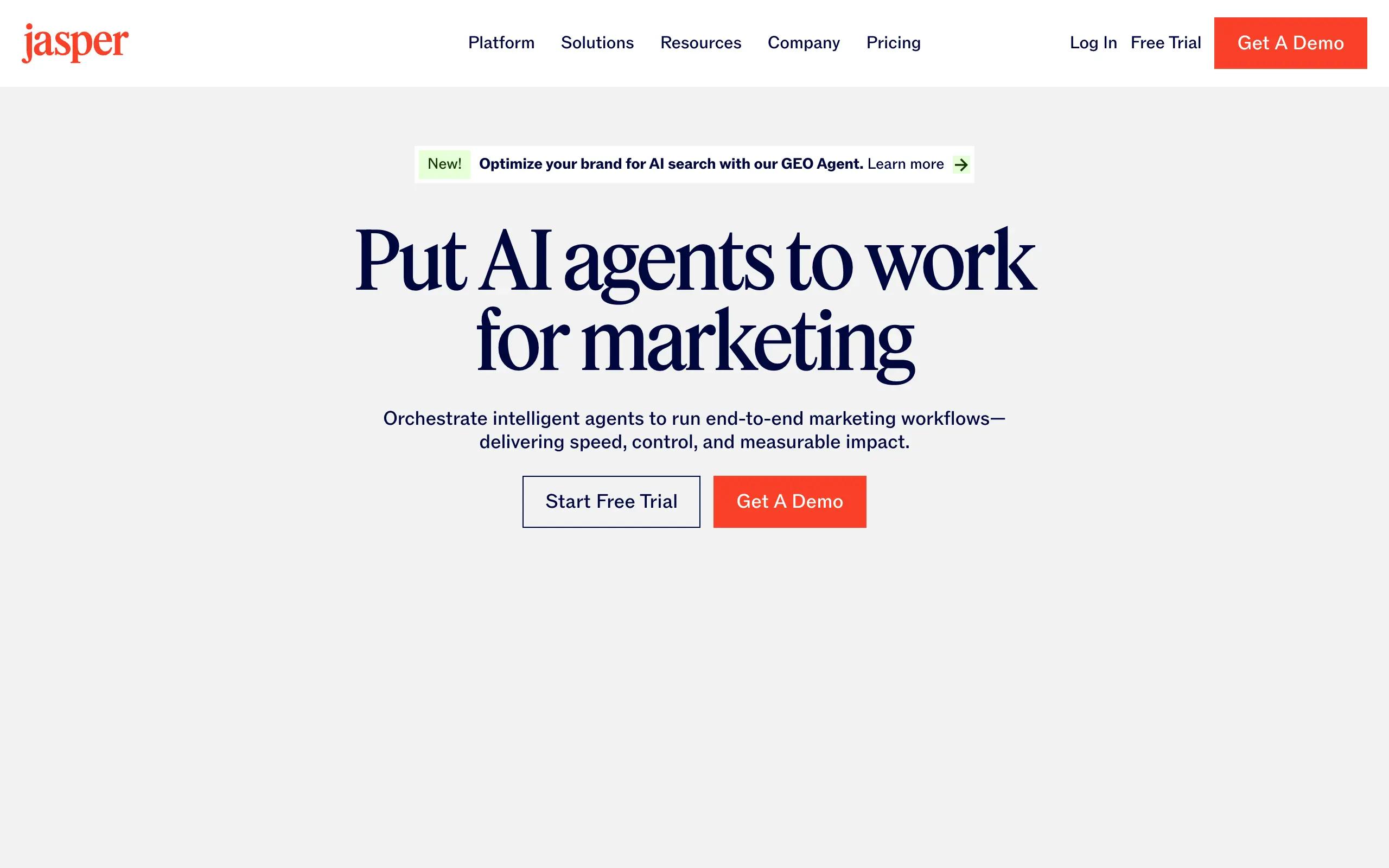 Jasper homepage screenshot
