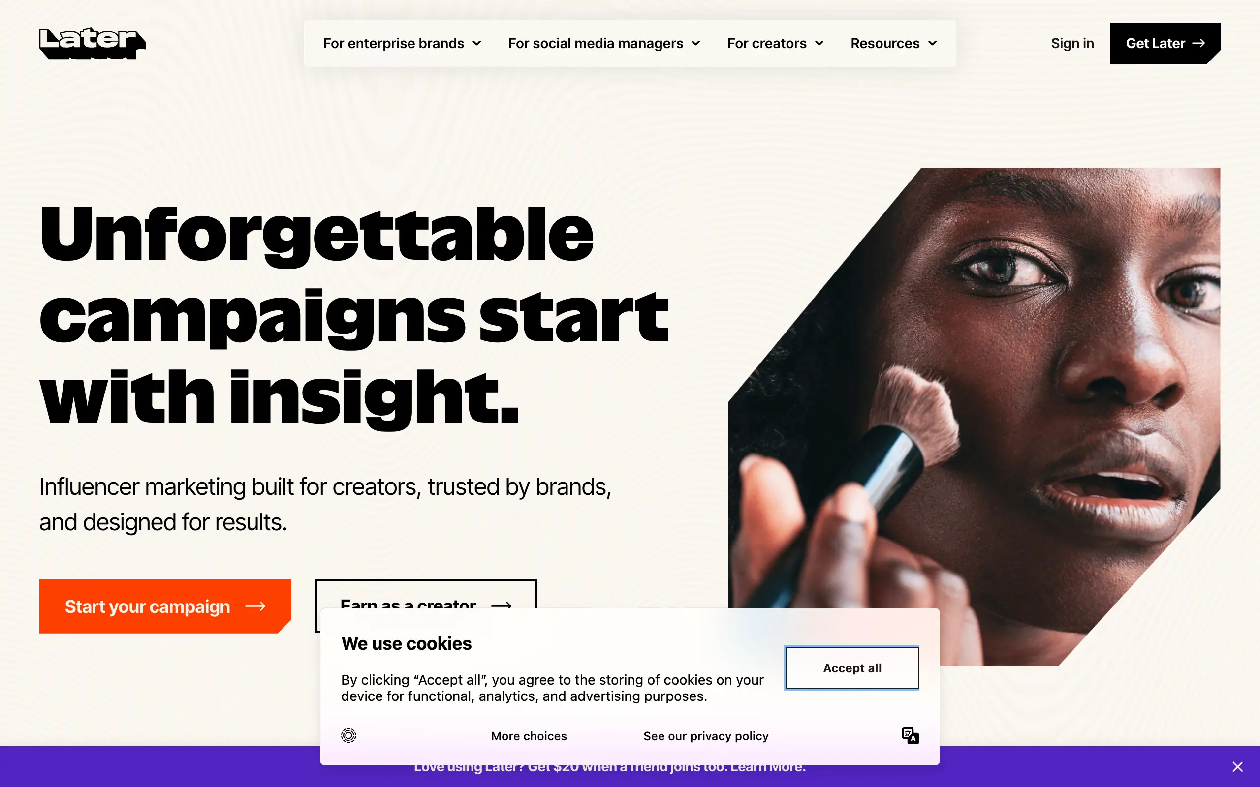 Later homepage screenshot
