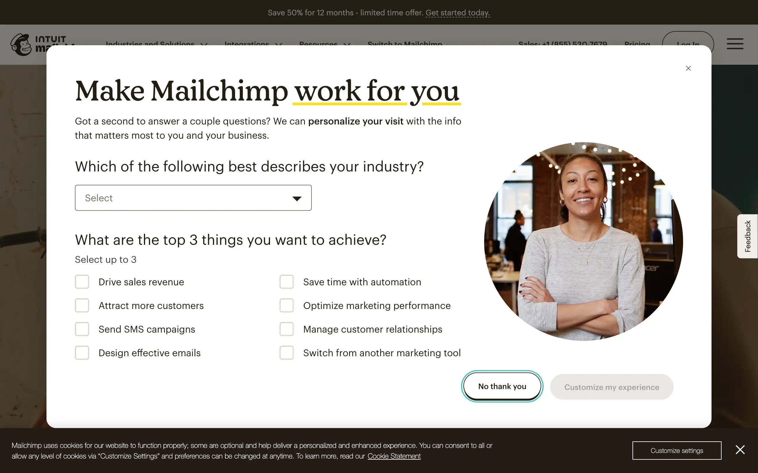 Mailchimp homepage screenshot