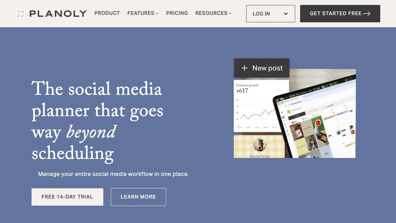 Planoly homepage screenshot