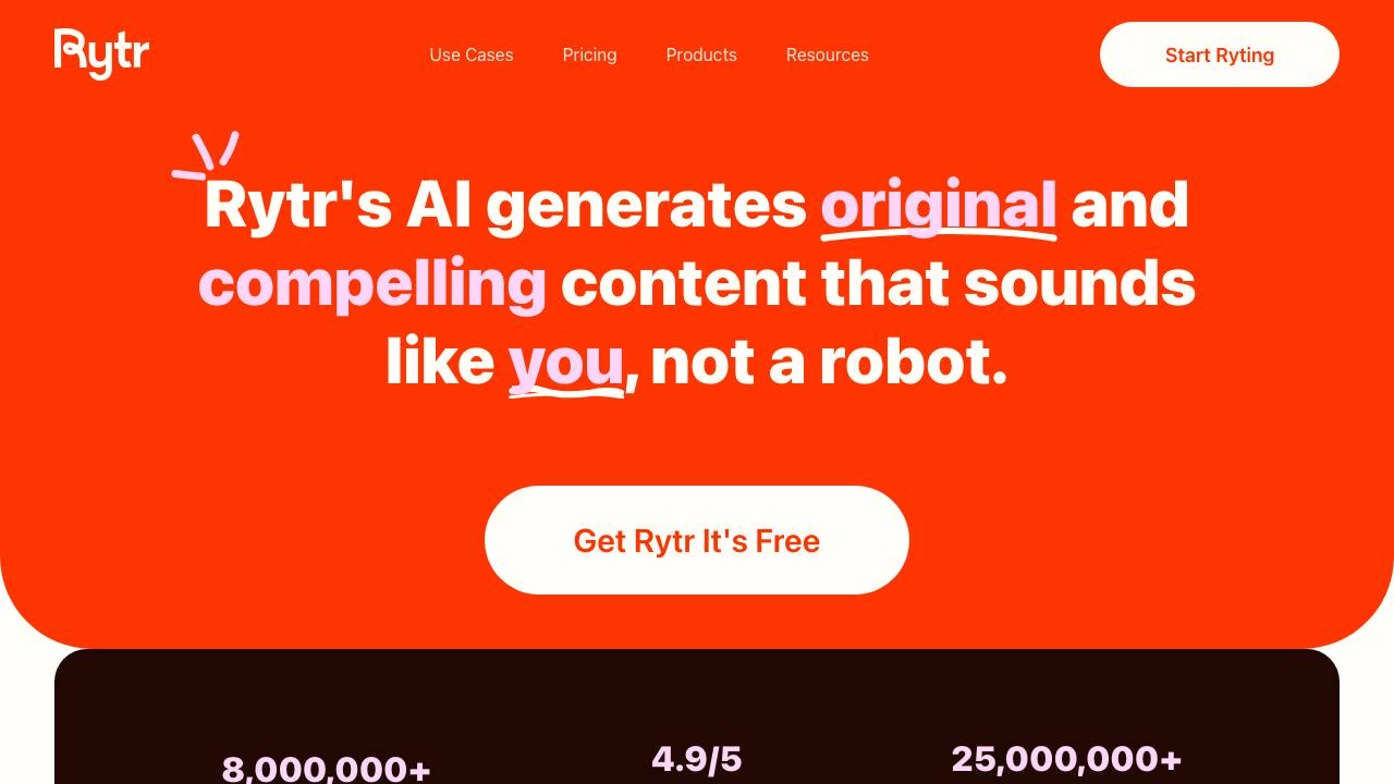 Rytr homepage screenshot
