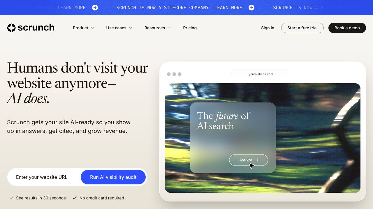 Scrunch AI homepage screenshot