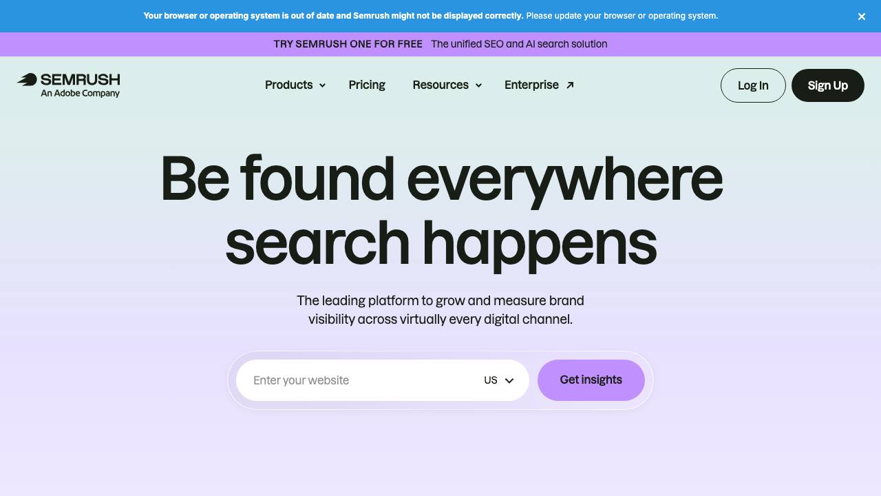 Semrush homepage screenshot