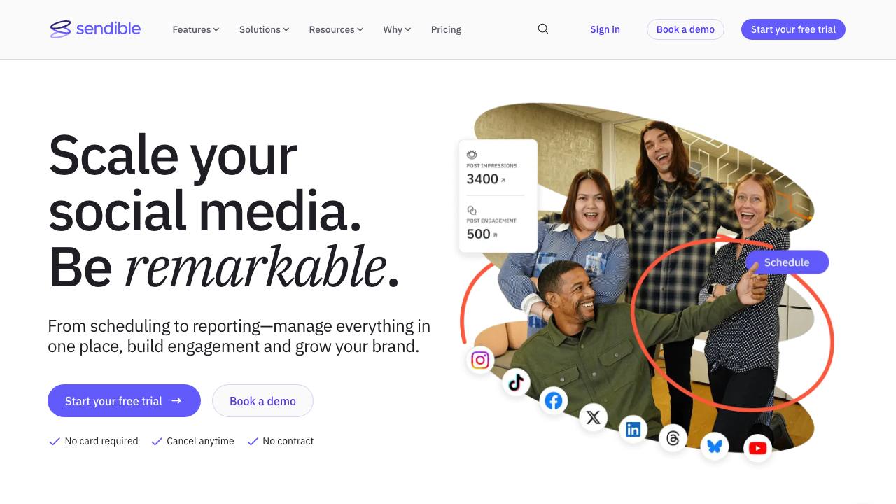 Sendible homepage screenshot