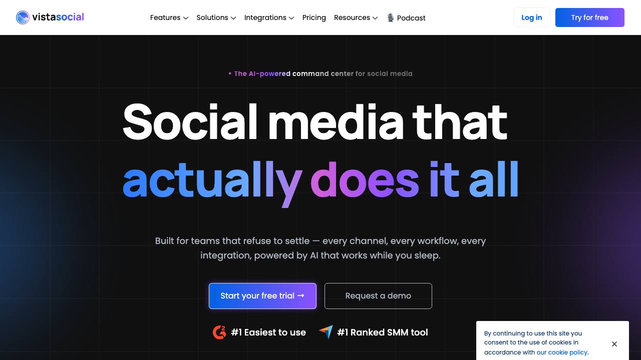 Vista Social homepage screenshot